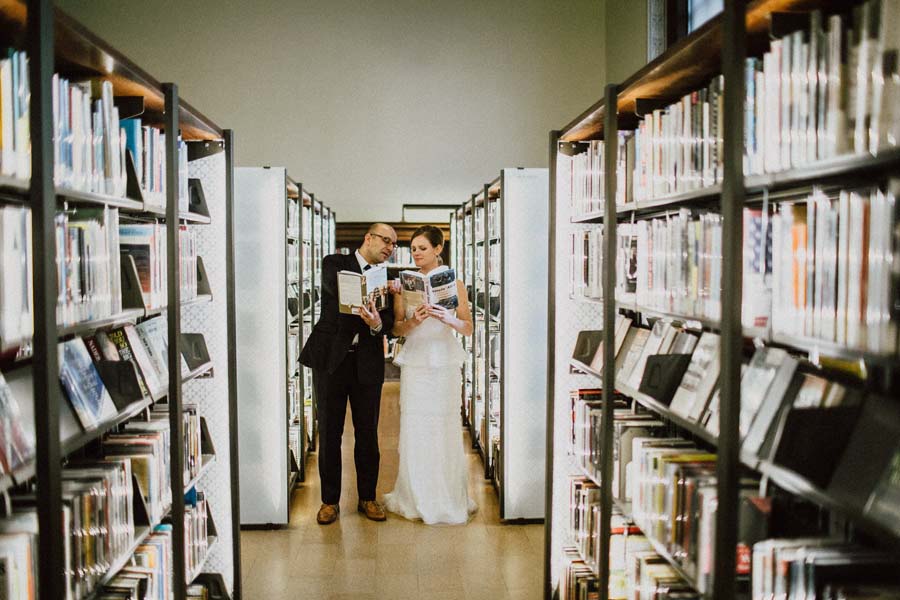 wedding couple at the st. louis public library